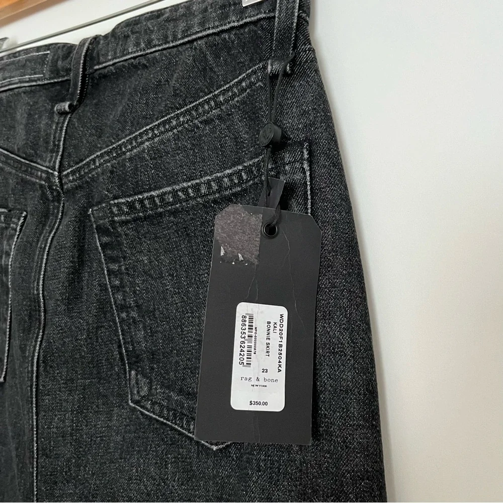 NWT Rag & Bone Kali Denim Pencil Midi Skirt Size 23 Black Gray Minimalist $350